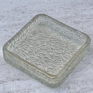 Davidson Bark Textured Square Glass Dish 4.25" Diameter x 1.38" Tall